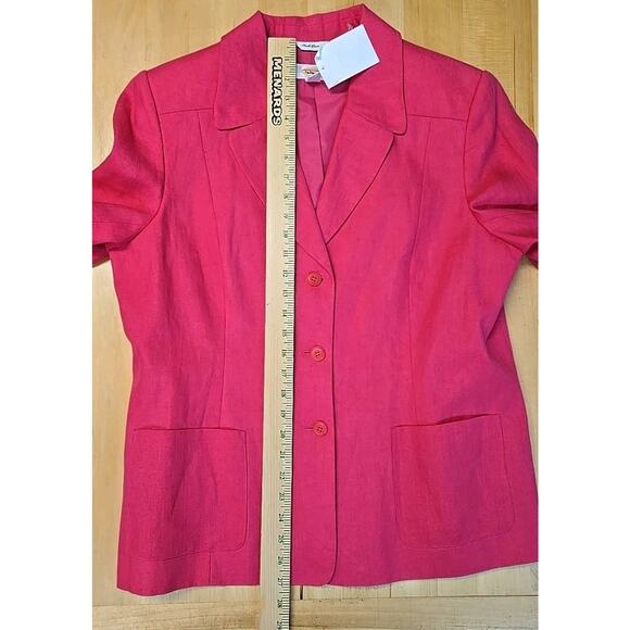 NWT Talbots 100% Irish Linen Blazer Jacket Womens Size 16 Barbie Pink Deadstock - Picture 5 of 8